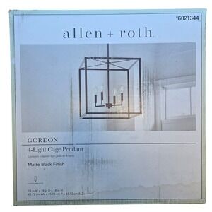 Allen + Roth Gordon 4-Light Cage Pendant Matte Black 18-in 6021344